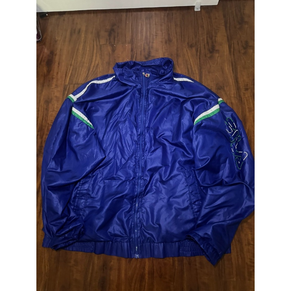 VTG 70s 80s FILA Zip Up Blue Green Long Sleeve Nylon Jacket XL Made in Italy